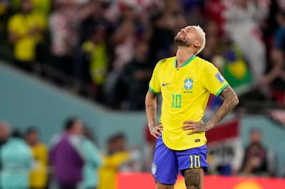 Brazil's Neymar at the end of the World Cup quarterfinal between Croatia and Brazil. AP
