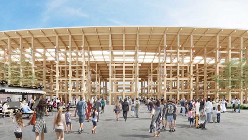 Renders of the grand roof ring, billed to be the world’s largest wooden ringed structure. Photo: Japan Association for the 2025 World Exposition 