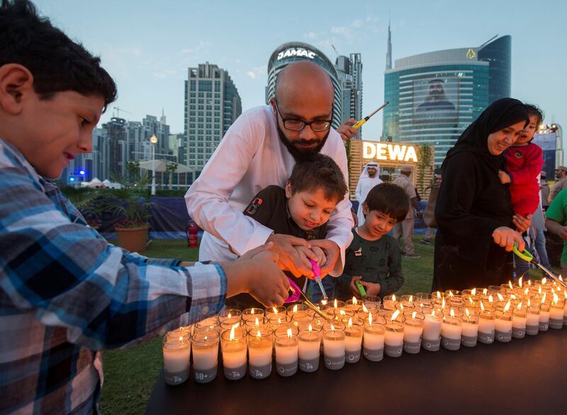 DUBAI, UNITED ARAB EMIRATES - at the DEWA, Earth Hour at Mirasi Promenade, Dubai.  Leslie Pableo for The National