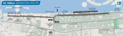 The 42km route runners will take at Friday's Dubai Marathon. Courtesy Dubai Marathon 