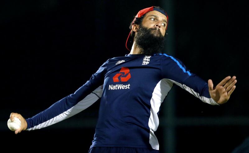 Cricket - England Practice Session - Pallekele, Sri Lanka - October 16, 2018. England's Moeen Ali bowls during a practice session ahead of their Third One Day International cricket match with Sri Lanka. REUTERS/Dinuka Liyanawatte