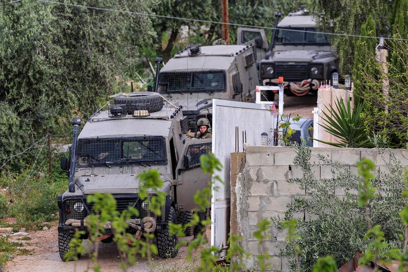 Israeli army soldiers take part in a military operation in Jenin in the occupied West Bank.