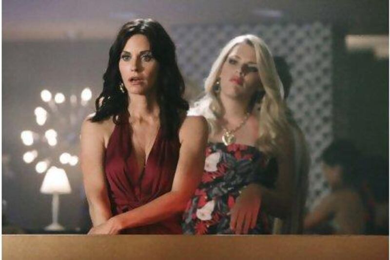 Courteney Cox, left, and Busy Philipps in a scene from Cougar Town.