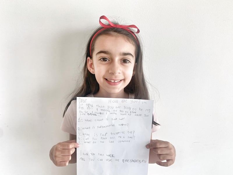 Poppy Sherwood wrote her first letter through the UAE Pen Pals initiative launched by her mum