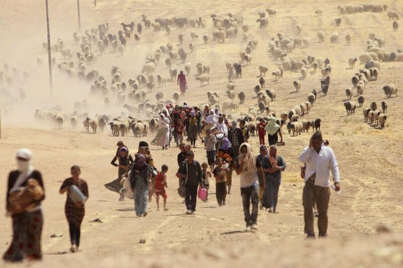 Displaced people from the minority Yazidi sect flee ISIL militants. Photo: Rodi Said / Reuters