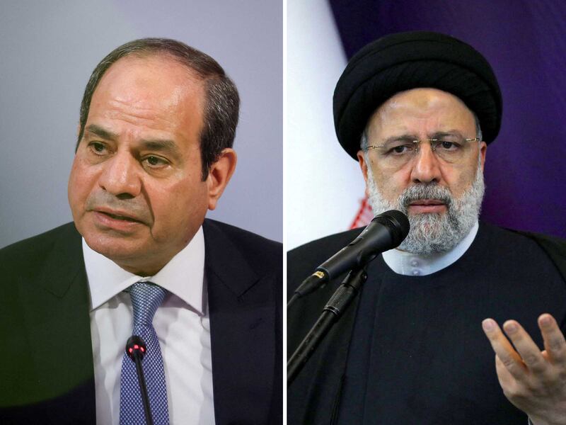 Egypt's President Abdel Fattah El Sisi and Iranian President Ebrahim Raisi. Reuters