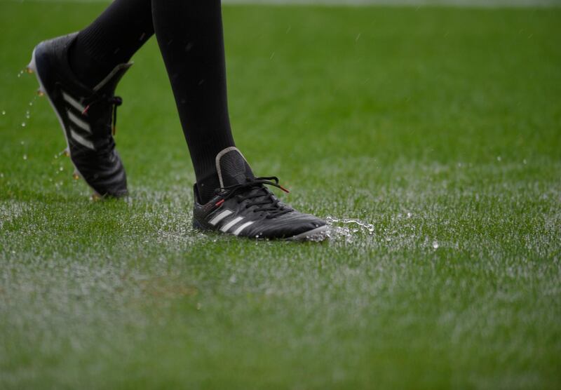 Referee Roberto Tobar inspects the pitch. AP Photo