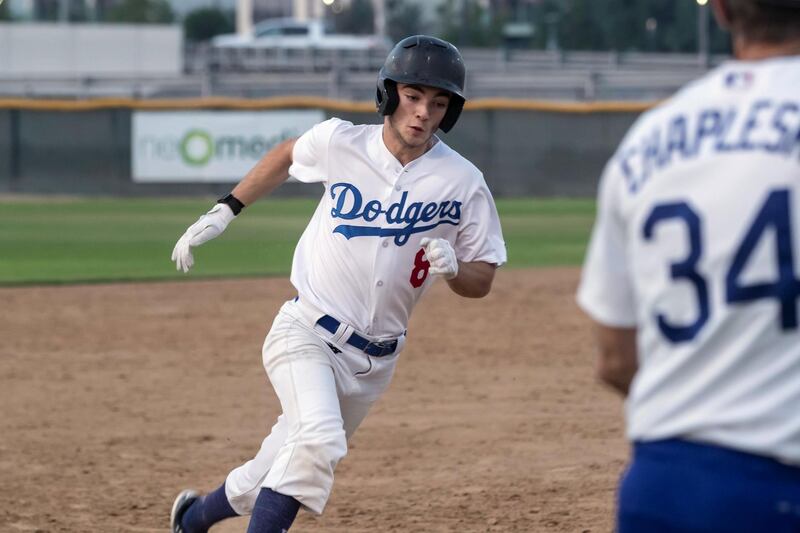 Baseball. Dubai Little League. Player ollie Duthie. Three schoolboys who grow up in Dubai are heading to the USA on baseball scholarships for college and are playing a match against the mens legeaue on April 23 rd, 2021. 
Antonie Robertson / The National.
Reporter: Paul Radley for Sport