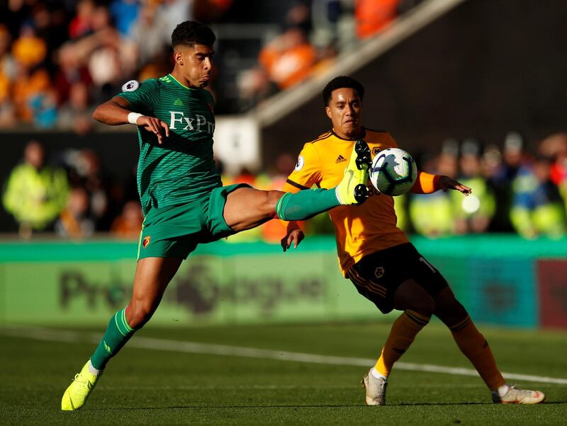 Left-back: Adam Masina (Watford) – The Italian marked his first Premier League start with a solid display to shut out in-form Wolves in a surprise win. Reuters