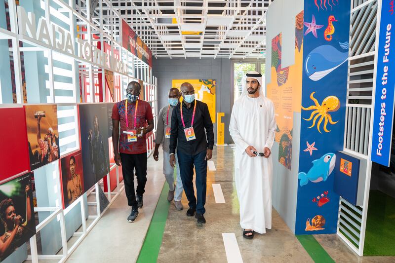 Sheikh Shakhbout tours the Nigeria pavilion at Expo 2020 Dubai.