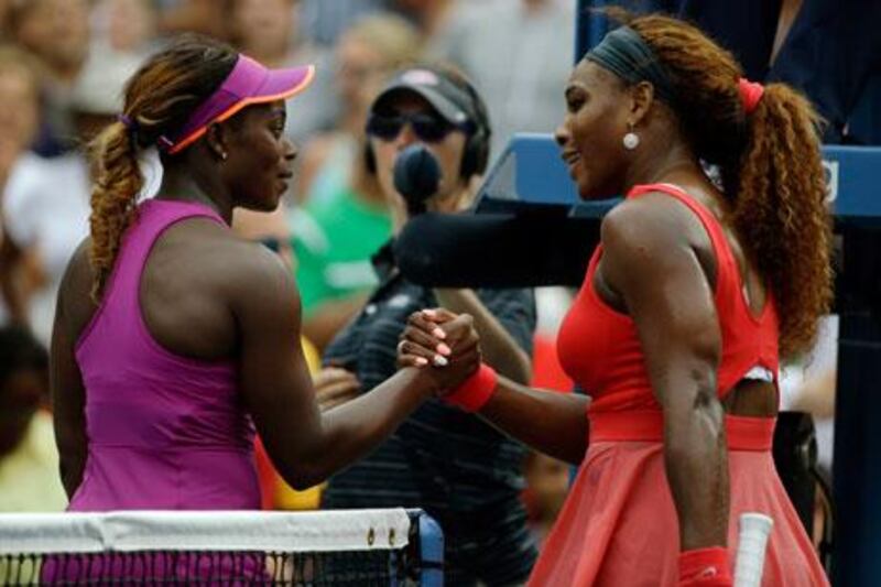 Sloane Stephens, left, and Serena Williams seem to have patched up after their public spat. David Goldman / AP Photo