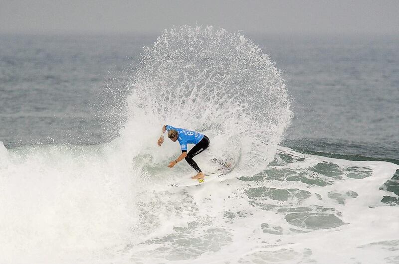 Australia’s Davey Cathels in action during the third round of the MEO Rip Curl Pro Portugal surfing event as part of the World Surf League Championship Tour at Supertubos Beach in Peniche, Portugal. Carlos Barroso / EPA