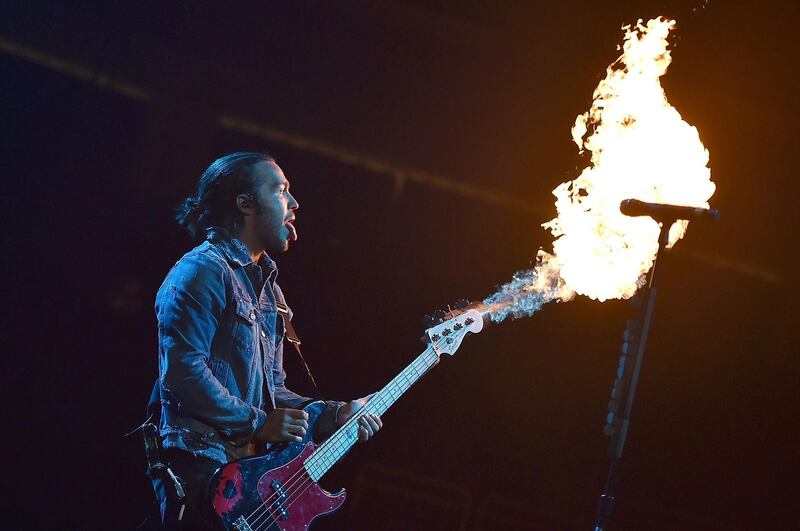 Musician Pete Wentz of the band Fall Out Boy performs at Prudential Center  in Newark, New Jersey. Mike Coppola/AFP