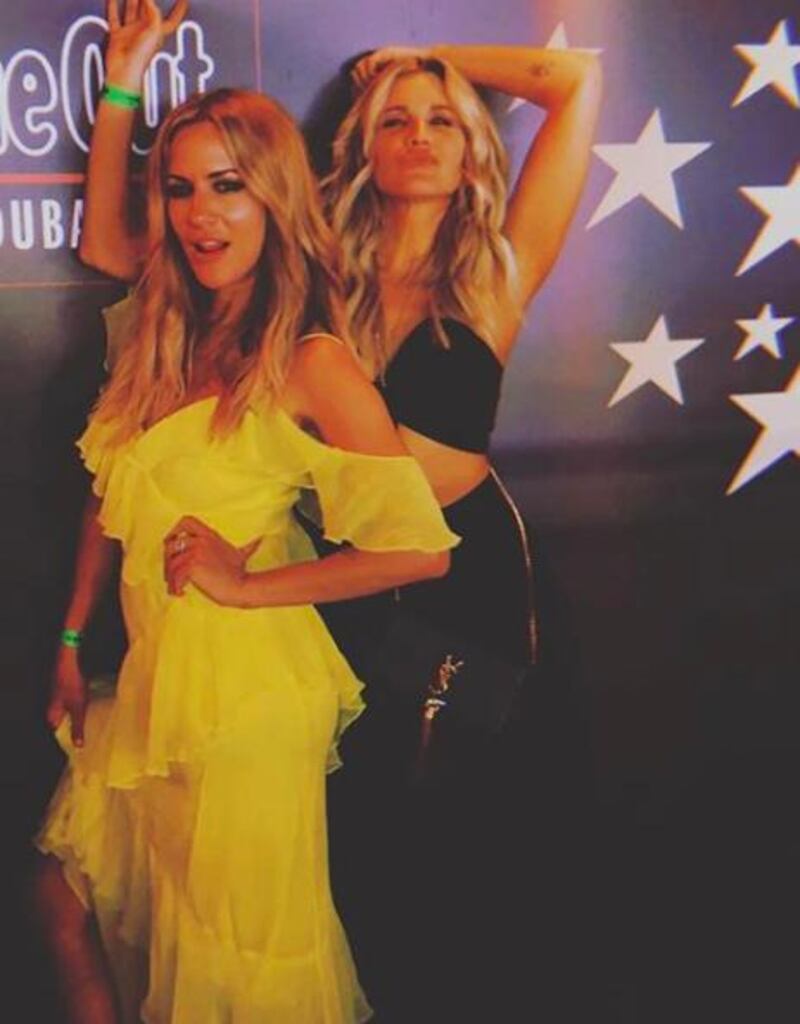 British TV presenter, Caroline Flack, with former Pussycat Doll, Ashley Roberts, at The Assembly: a Global Teacher Prize Concert. Instagram / Caroline Flack