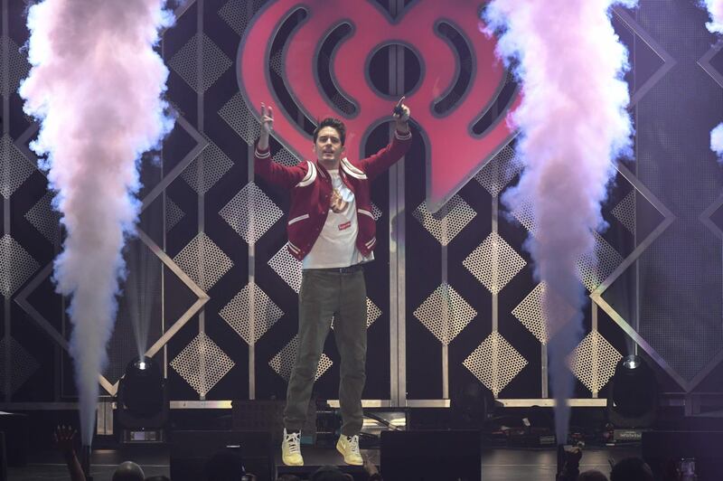 US rapper G-Eazy performs onstage during the KIIS FM's iHeartRadio Jingle Ball 2018 at the Forum Los Angeles in Inglewood on November 30, 2018. The tour makes stops in Dallas, L.A., San Francisco, Minneapolis, Boston, Philadelphia, New York, Washington, D.C., Chicago, Atlanta, Tampa, and Miami/Ft. Lauderdale. The annual holiday concert will be televised as a special on The CW Network on December 16 at 8 p.m. EST/PST. / AFP / Valerie MACON
