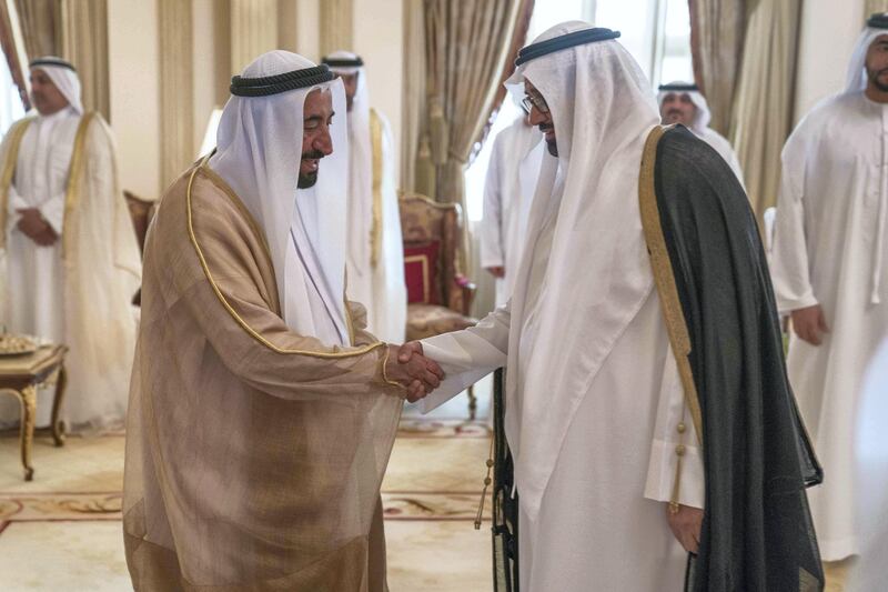 SHARJAH, 15th June, 2018 (WAM) -- H.H. Dr. Sheikh Sultan bin Mohammed Al Qasimi, Supreme Council Member and Ruler of Sharjah, this morning performed Eid al-Fitr prayer at Al Badea Mussala in the Emirate of Sharjah.

H.H. Sheikh Sultan bin Mohammed bin Sultan Al Qasimi, Crown Prince and Deputy Ruler of Sharjah, H.H. Sheikh Abdullah bin Salem bin Sultan Al Qasimi, Deputy Ruler of Sharjah, Sheikh Khalid bin Abdullah Al Qasimi, Chairman of the Department of Seaports and Customs, Sheikh Sultan bin Ahmed Al Qasimi, Chairman of Sharjah Media Corporation, a number of Sheikhs, Dr. Abdul Rahman bin Mohammad bin Nasser Al Owais, Minister of Health and Prevention, a number of officials and a group of worshipers also prayed along with the Ruler of Sharjah.

After the prayers, the Ruler of Sharjah and the Crown Prince accepted Eid greetings from the worshipers. Wam