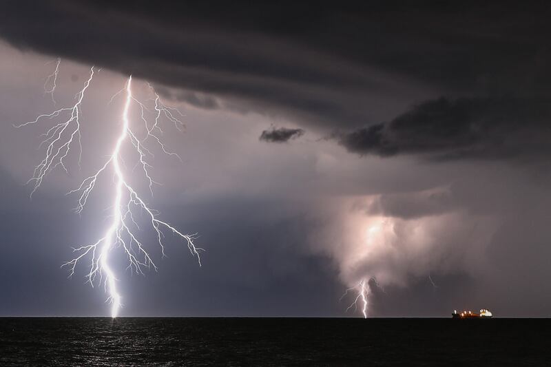 Lightning strikes over Ostia, Italy. EPA