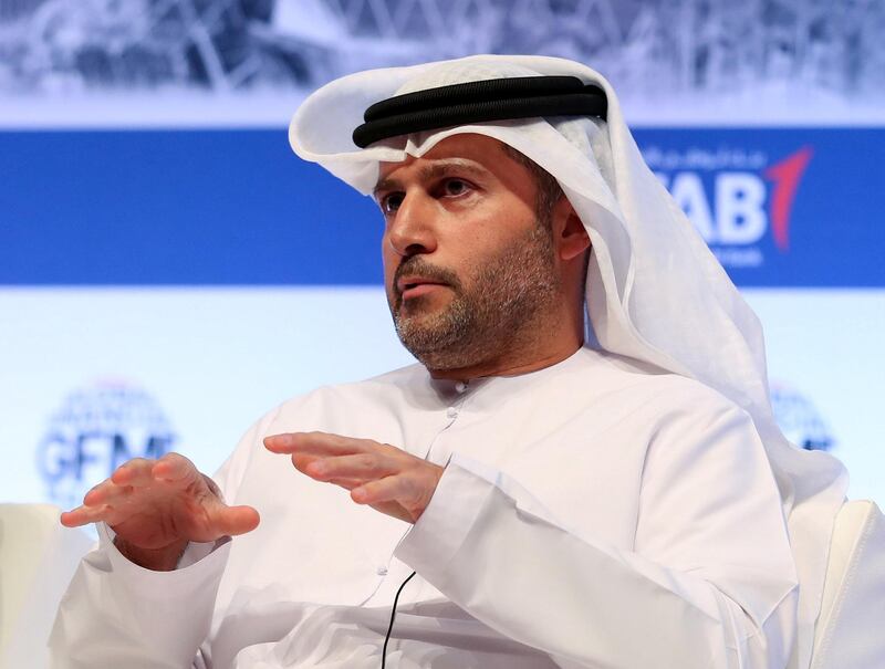 Abu Dhabi, United Arab Emirates - February 28th, 2018: Mohamed Al Hammadi, CEO, Emirates Nuclear Energy Corporation on a panel discussion about alternative Energy as a necessity not luxury at the Global Financial Market Forum. Wednesday, February 28th, 2018. Emirates Palace, Abu Dhabi. Chris Whiteoak / The National