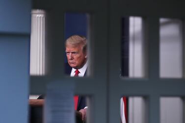 US President Donald Trump attends a news conference at the White House in Washington on Wednesday. Bloomberg