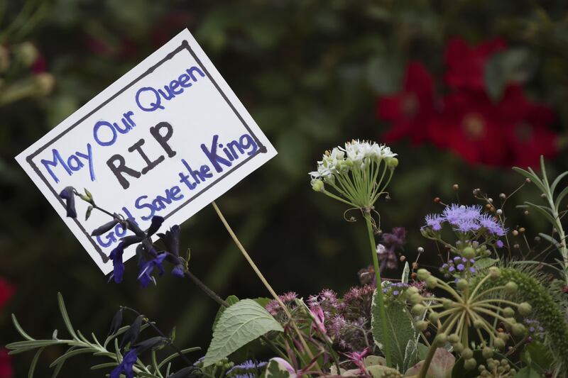 Tributes were left outside the British embassy after the death of Queen Elizabeth. Getty Images / AFP