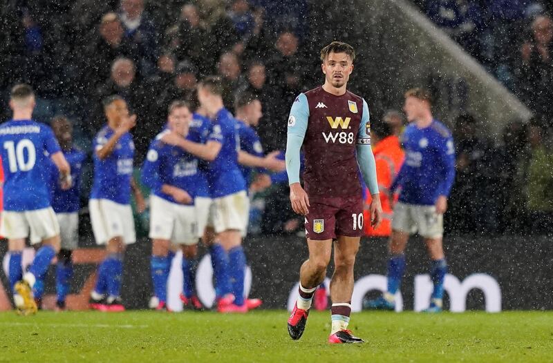 Jack Grealish after Aston Villa's loss to Leicester City. Reuters