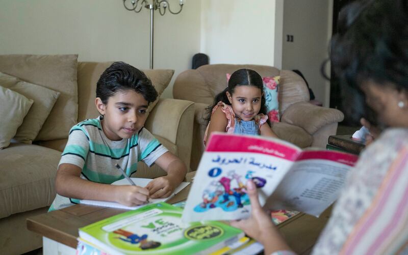 Amira said she and her husband speak Arabic at home almost all the time to encourage Mourad and Laila to learn. Ruel Pableo for The National