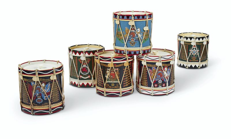 Lot 112: six regimental drum ice buckets and lids. Photo: Dreweatts