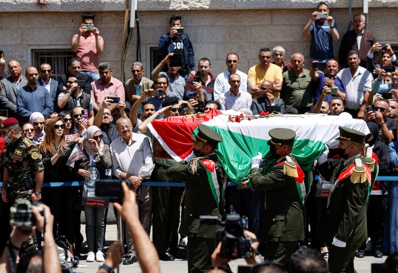 Palestinians bid farewell to the Al Jazeera journalist. Reuters
