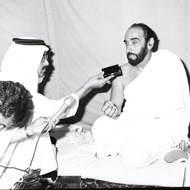 Sheikh Zayed leads to Saudi Arabia for Hajj Pilgrimage. October 27, 1979. Courtesy to Ittihad. History Project 2011