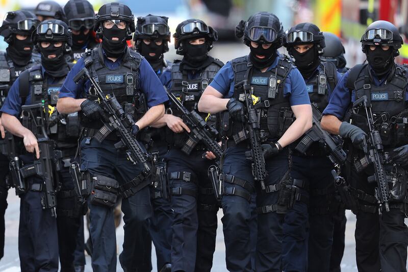 British counter terrorism officers are seen in London, England. Getty Images
