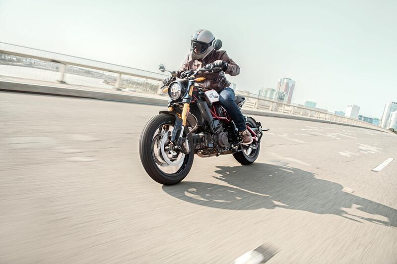 LOS ANGELES, UNITED STATES OF AMERICA. 06 MAY 2019. The all new Indian Motorcycle FTR1200S in Race Replica Paint Scheme. (Photo: SUPPLIED / Indian Motorcycle) Journalist: Antonie Robertson. Section: Motoring.