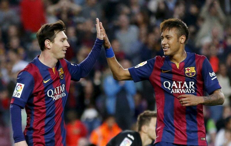 Lionel Messi, left, and Neymar, right, are expected to lead the line alongside Luis Suarez against Cordoba. Gustau Nacarino / Reuters