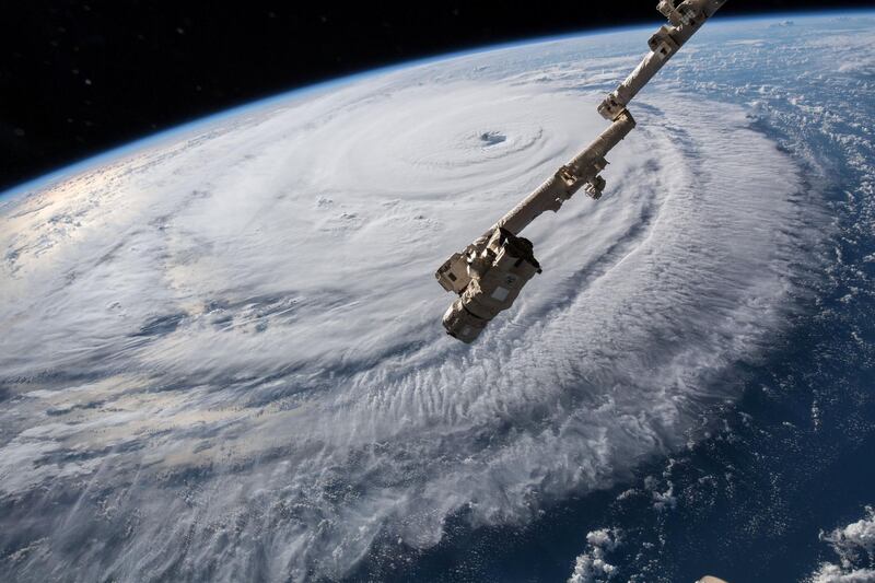 A view of Hurricane Florence is shown churning in the Atlantic Ocean in a west, north-westerly direction, taken by cameras outside the International Space Station. Reuters
