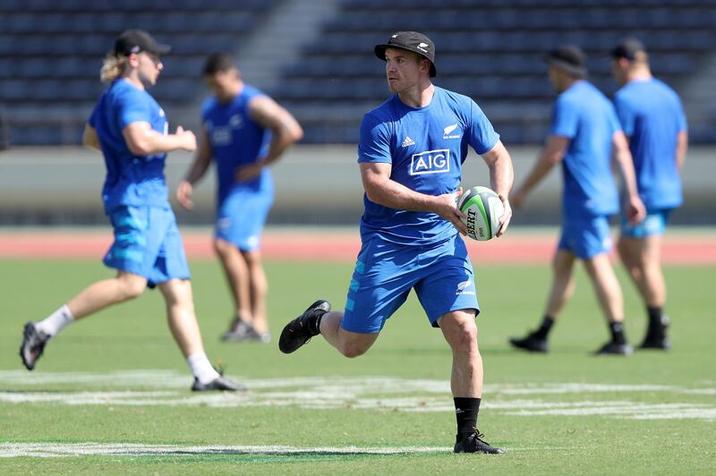 Ryan Crotty of the All Blacks runs through drills during a training session at Kashiwa no Ha Park Stadium in Kashiwa, Chiba, Japan. Getty Images