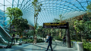 Doha’s Hamad International Airport opened 'The Orchard' in 2022, a 10,000-square-metre indoor tropical garden with more than 300 trees and 25,000 plants sourced from sustainable forests. EPA