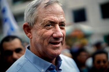 Retired Israeli general Benny Gantz (C), is pictured during an electoral campaign tour, in the city of Rishon Letzion, south of the coastal city of Tel Aviv, on February 1, 2019. AFP