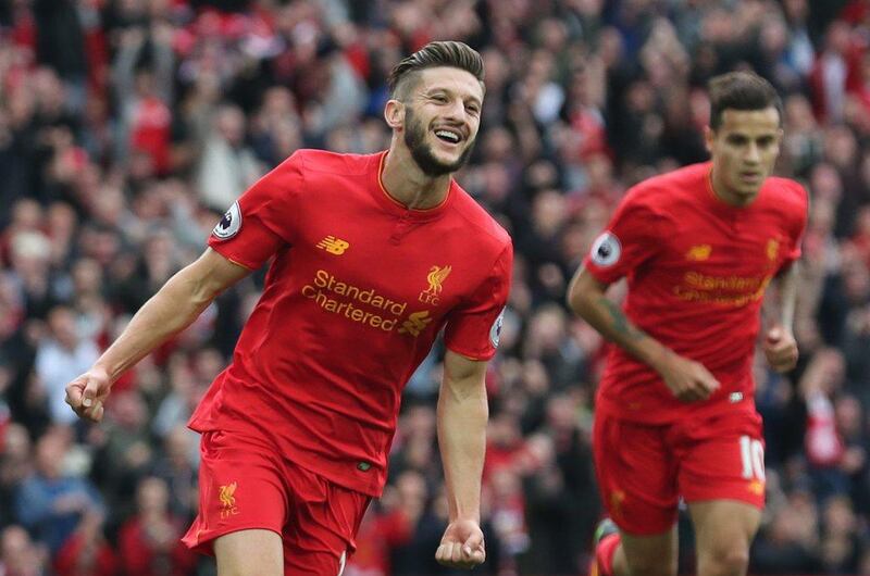 Liverpool's Adam Lallana celebrates scoring against Hull City last weekend. Eddie Keogh / Reuters / September 24, 2016