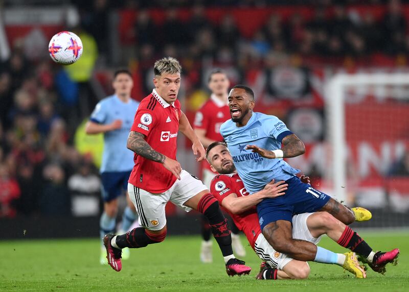 Ivan Toney - 7. Unlucky to see the ball cannon wide after he brilliantly charged down De Gea’s clearance. Unleashed Schade with a beautiful flick and went close with a deft chip that dropped just over the bar in stoppage time. Getty
