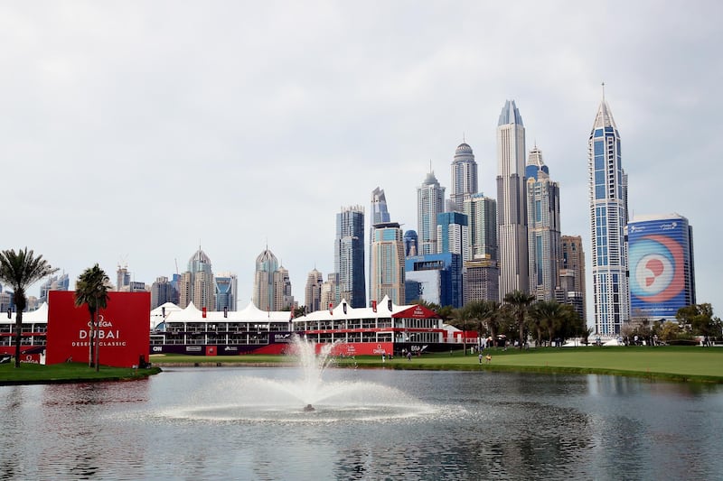 A general view of the ninth hole at Emirates Golf Club. Getty Images