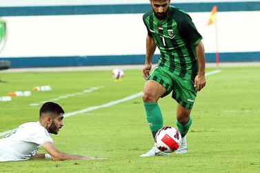 Ali Madan netted the only goal of the match in Al Orooba’s 1-0 victory over Emirates in Ras Al Khaimah on Tuesday, May 18, 2022. Photo: PLC