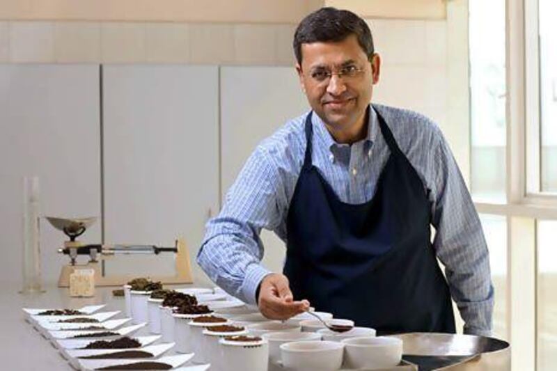 He has measured out his life in teaspoons: Sanjay Sethi at Gundlach Packaging's tea tasting facility in Jebel Ali. Antoine Robertson / The National