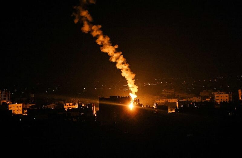 Israeli forces' flares light up the sky in Rafah in the southern Gaza Strip. AFP