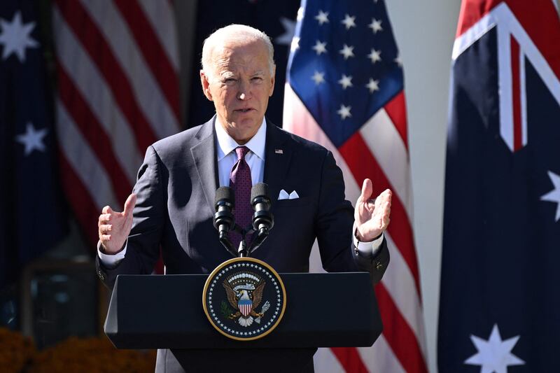US President Joe Biden speaks at the White House on Wednesday. AFP