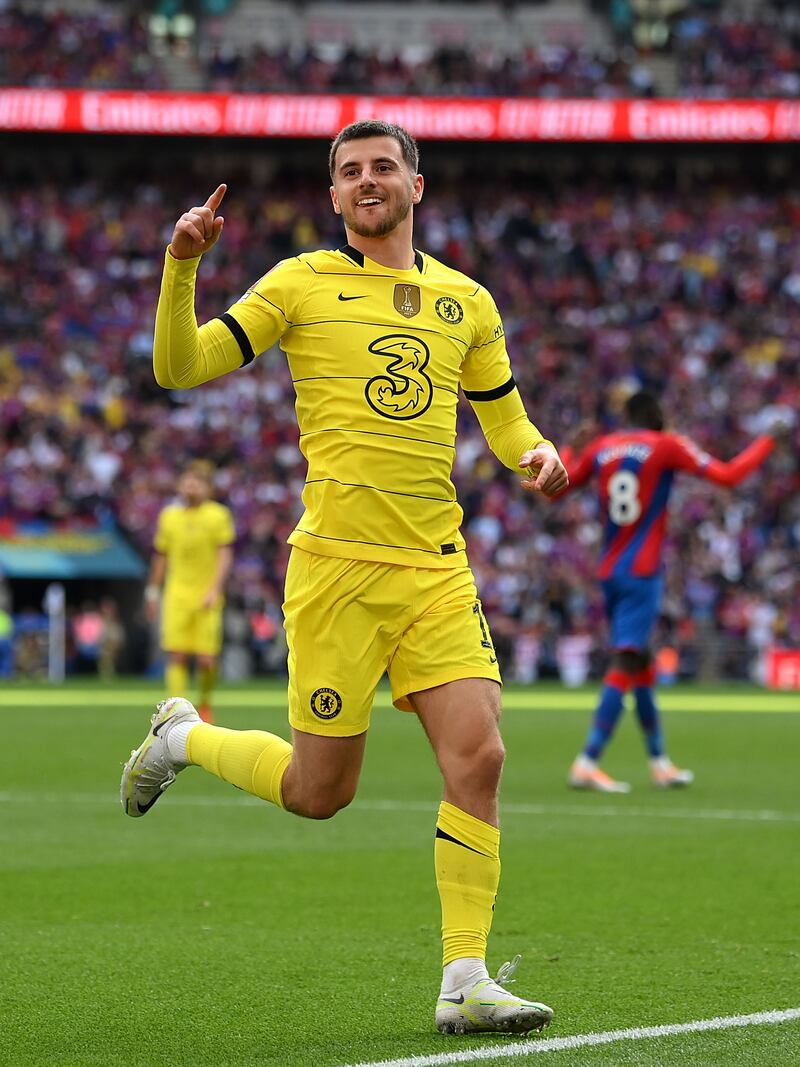 Mount celebrates after scoring. Getty