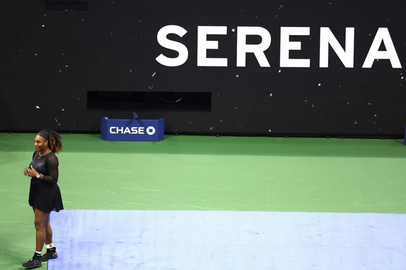 Serena Williams of the United States celebrates against Danka Kovinic of Montenegro. AFP
