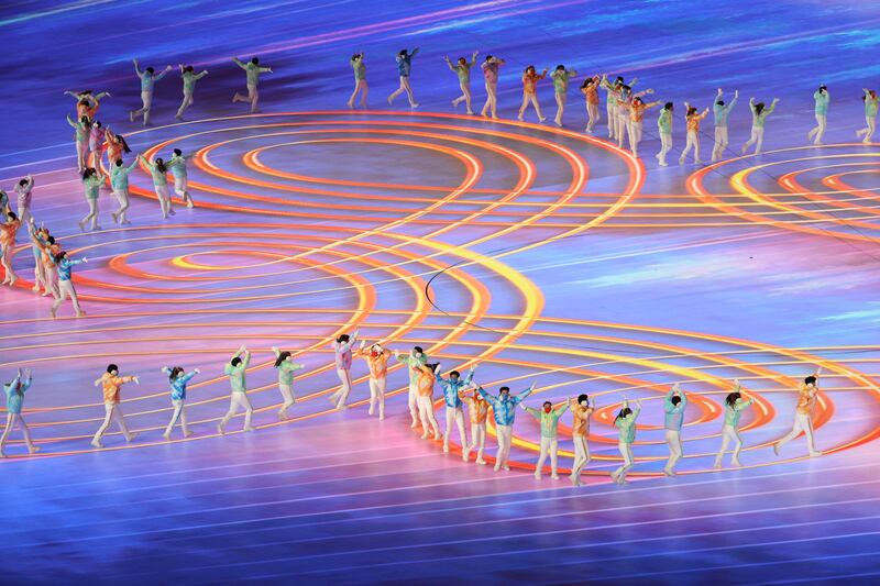 Artists perform during the closing ceremony of the Beijing 2022 Winter Olympics at the National Stadium. EPA