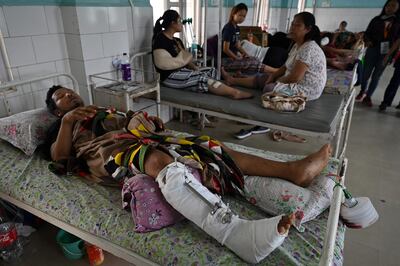 Patients injured during ethnic clashes are treated at a hospital in Churachandpur, Manipur. AFP