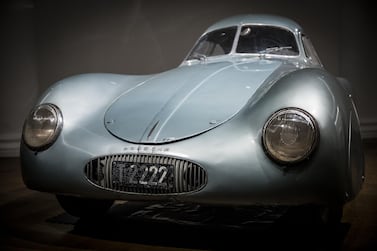 LONDON, ENGLAND - MAY 21: The oldest car to wear the Porsche badge goes on view at Sotheby's on May 21, 2019 in London, England. The only surviving 1939 Porsche Type 64 Berlin-Rome, No. 3, this rare piece of motoring history was the personal car of Ferdinand and Ferry Porsche, predating the first production Porsche, the 356. The car is on view at Sotheby's in London from 21st -24th May prior to being offered for sale by RM Sotheby's in Monterey, California, 15-17th August 2019, with an estimate in excess of $20 million. (Photo by Tristan Fewings/Getty Images for Sotheby's)