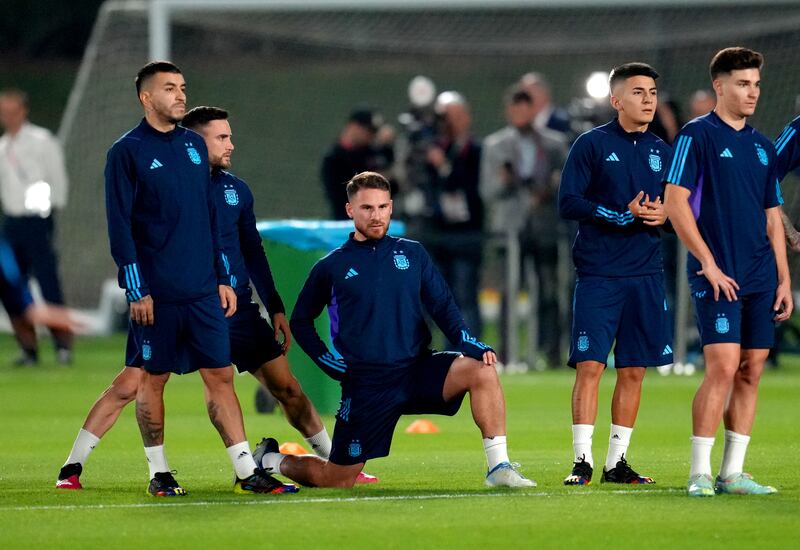 Argentina's Alexis Mac Allister during training. PA