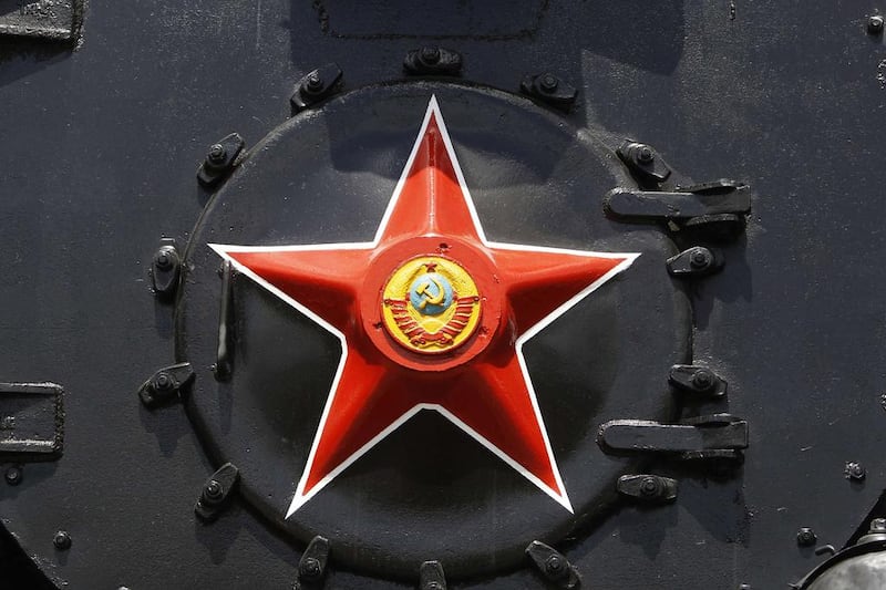 The Soviet Union coat of arms is seen on a star of a steam locomotive at the Museum of Railway Technology in Moscow. Sergei Karpukhin / Reuters